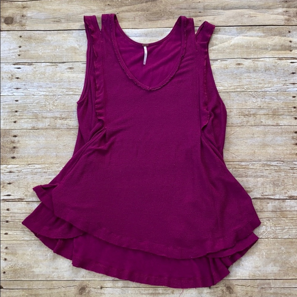 Free People Bondi Magenta Thermal Tank Size Med - Picture 2 of 9